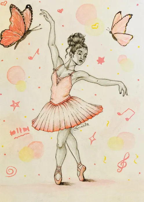 Bailarina entre mariposas y sueños